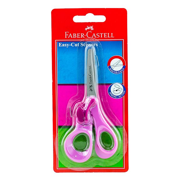 Faber-Castell 181549 Blue Scissors For School - Left & Right Handed, Soft Grip, With Protective Cap