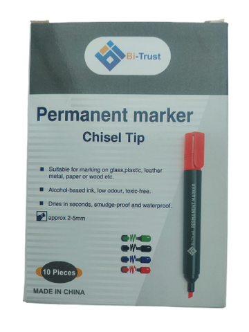 BI-TRUST Permanent Marker Chisel Black (Pack Of 12 Pc)