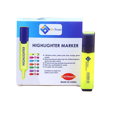 BI-TRUST Highlighter Yellow Pkt-10