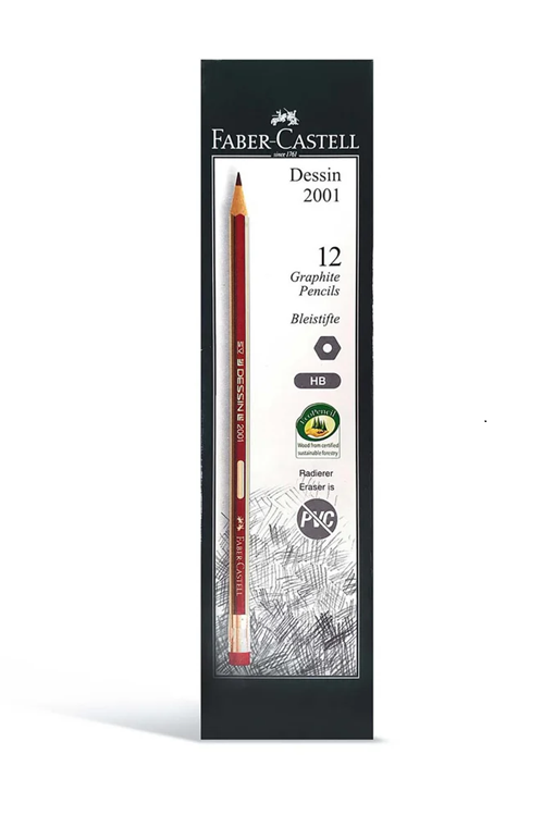 Faber Castell Pencil -HB , 12 Pencils , With Eraser
