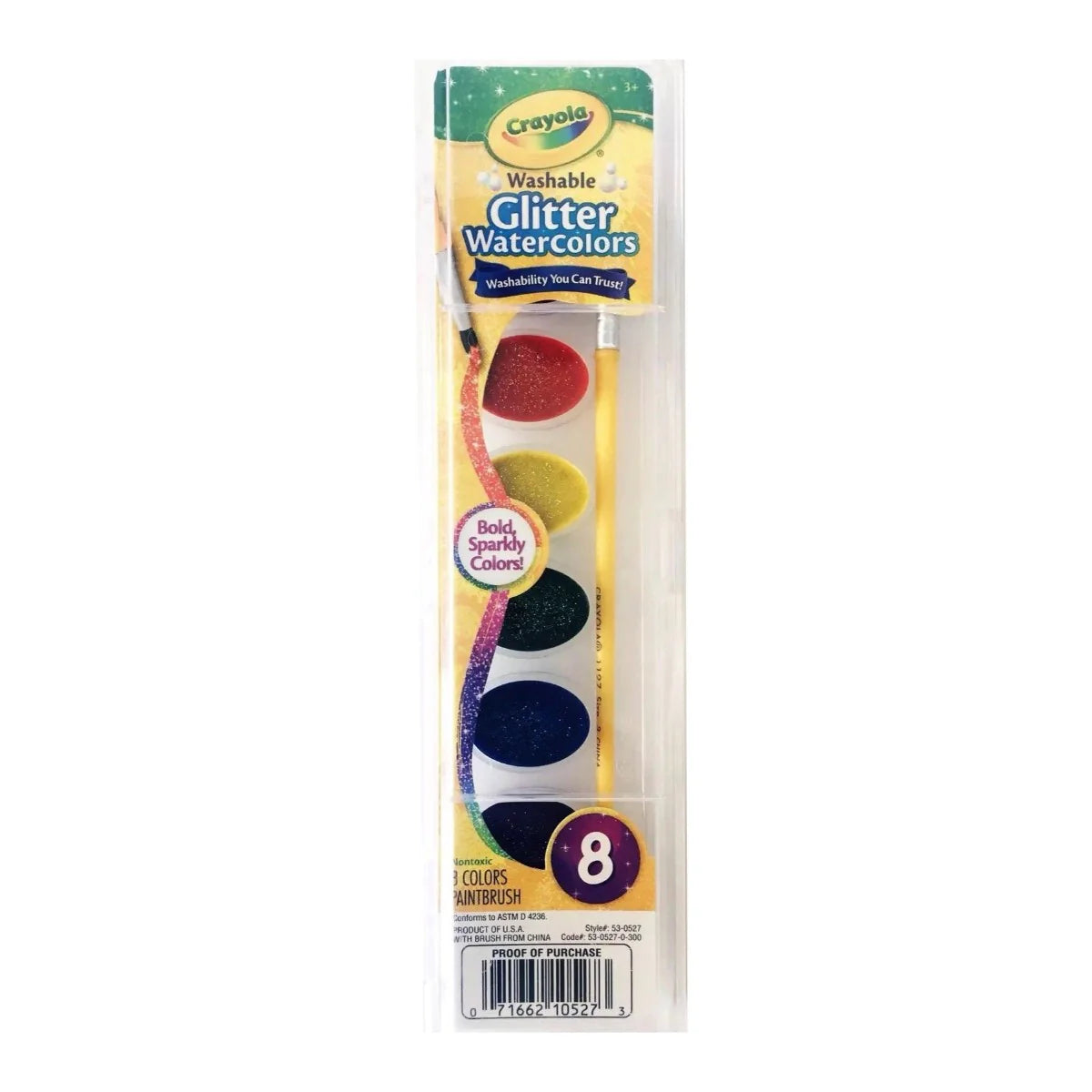 Crayola Washable Glitter Water Colors 8 53-0527