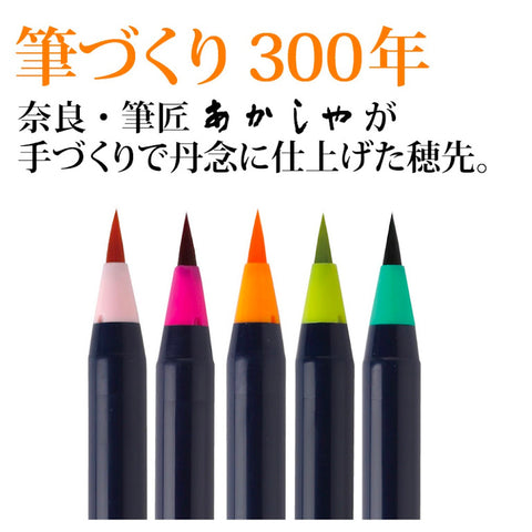 Akashiya Sai Coloring Brush Pen, 5 Luster Color Set