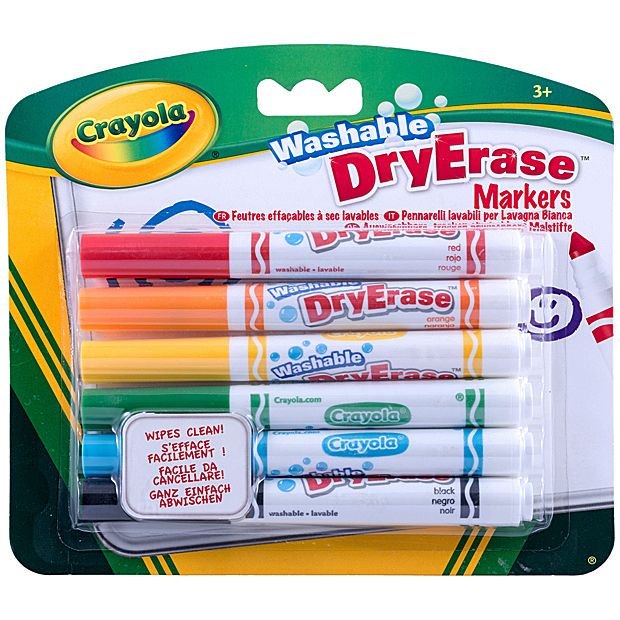 Crayola - 6 Washable Dry Eraser Markers.