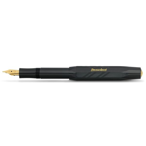 Kaweco CLASSIC SPORT Guilloche Fountain Pen, Black, with Fine Nib (0.7 mm).