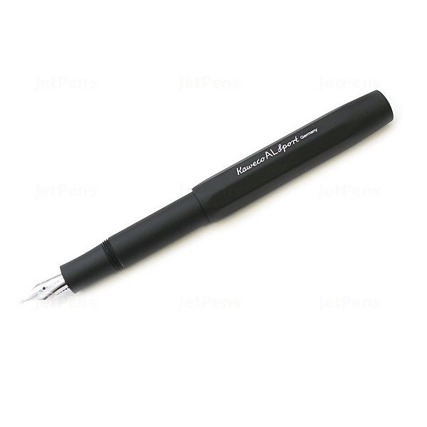 Kaweco AL SPORT Fountain Pen, Black, with Broad Nib (1.1 mm).