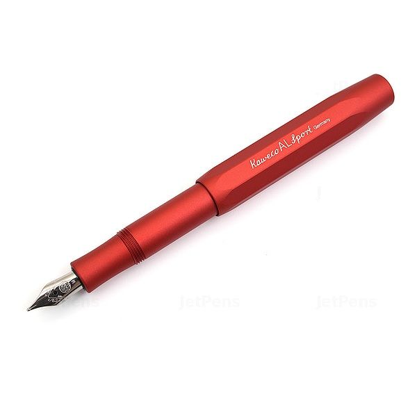 Kaweco AL SPORT Fountain Pen, Deep Red, with Broad Nib (1.1 mm).