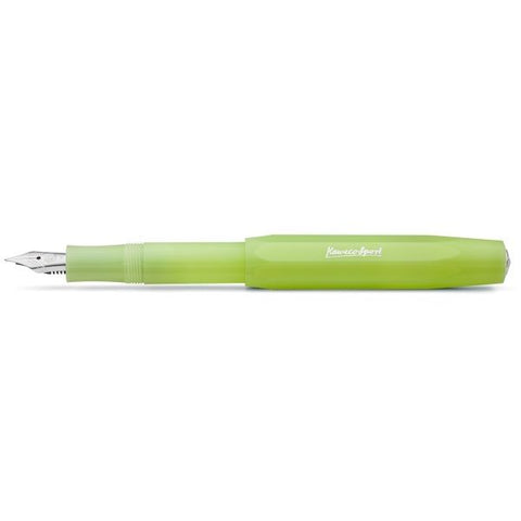 Kaweco FROSTED SPORT Fountain Pen, Fine Lime, with Broad Nib (1.1 mm).