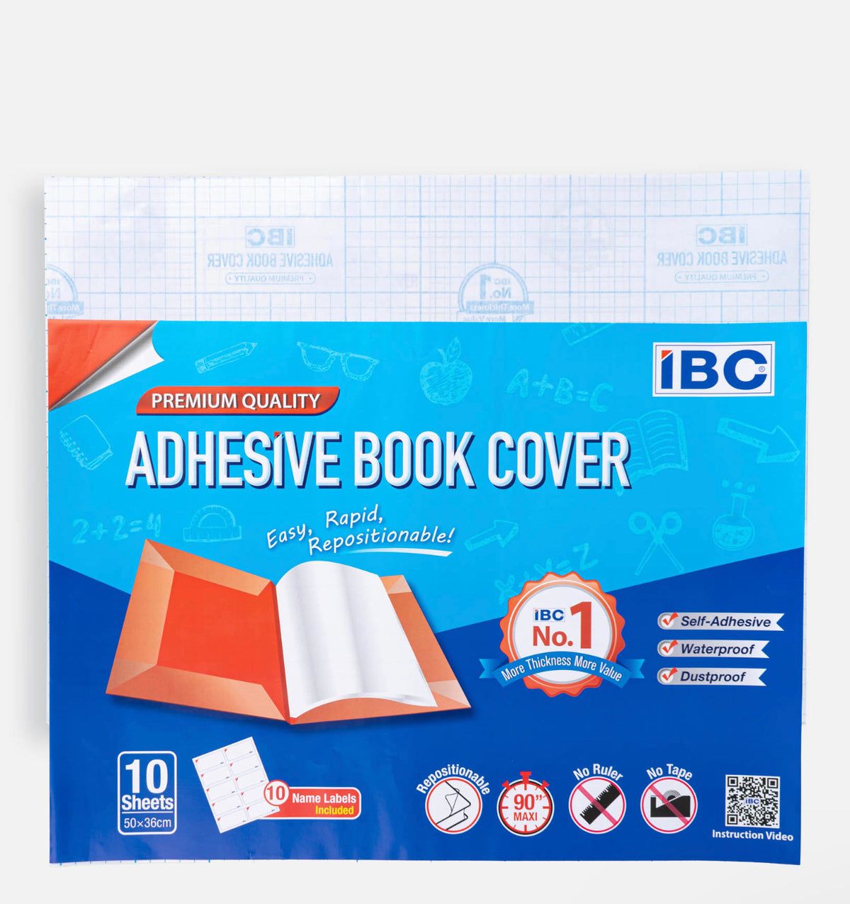 IBC ADHESIVE BOOK COVER -50 CM x 36 CM , 10 SHEETS