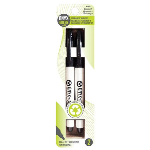 Onyx & Green Black Permanent Marker, 5Mm, Bullet Tip, Made From Recycled Plastic - 2 Pack (2001).