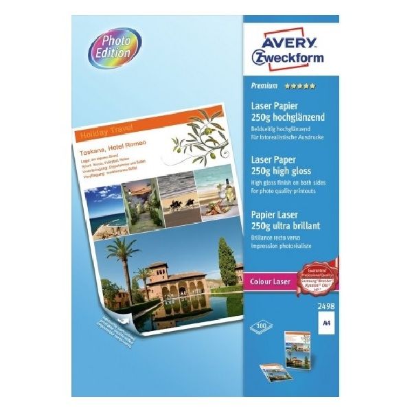 Avery Premium Colour Laser Paper, A4, 250 Gram, 100 Sheets Per Pack.