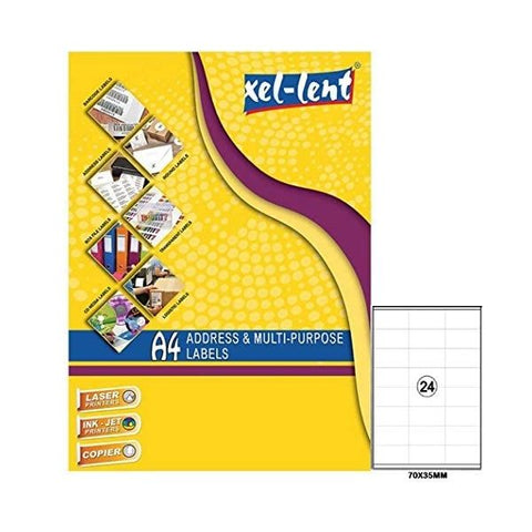 Xel-Lent 24 Label Per Sheet , 100 Sheets.