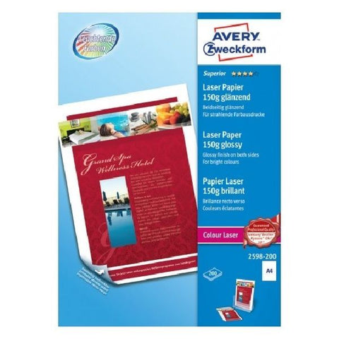 Avery Superior Colour Laser Paper, A4, 200 Sheets Per Pack.