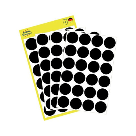 Avery Dot stickers Ø 18 mm, Black, permanent 96 Labels 3003