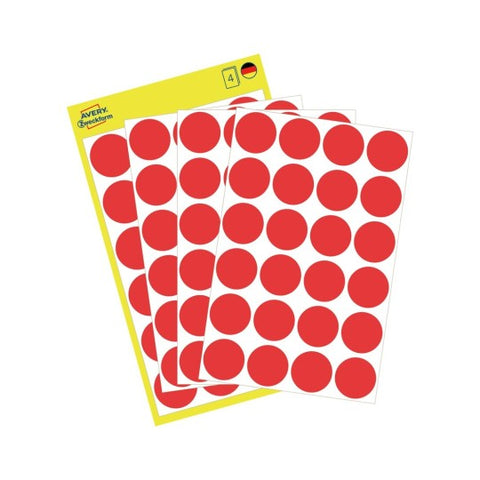 Avery Dot stickers Ø 18 mm, Red, permanent 96 Labels 3004