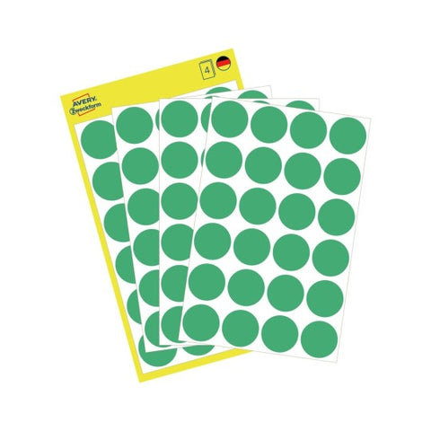 Avery Dot stickers Ø 18 mm, Green, permanent 96 Labels 3005