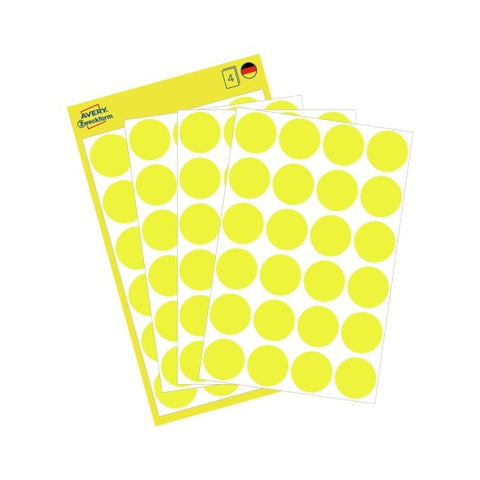 Avery Dot stickers Ø 18 mm, Yellow, permanent 96 Labels 3007