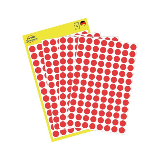 "Avery Dot stickers Ø 8 mm, Red, permanent 416 Labels"