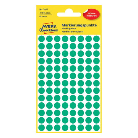 "Avery Dot stickers Ø 8 mm, green, permanent 416 Labels"