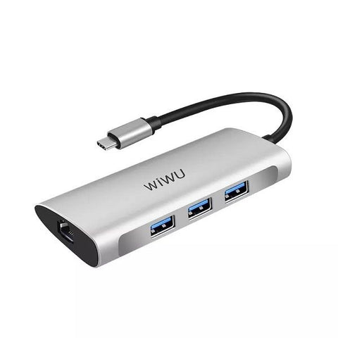 WIWU Alpha 6 in 1 USB C Hub 631STR Grey.