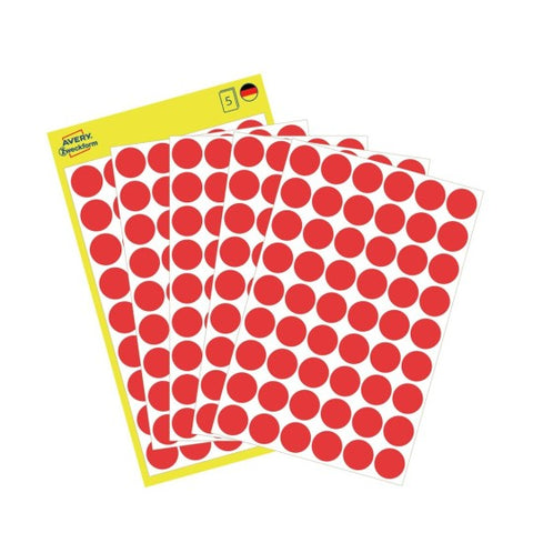 Avery Dot stickers Ø 12 mm, Red permanent 270 Labels 3141