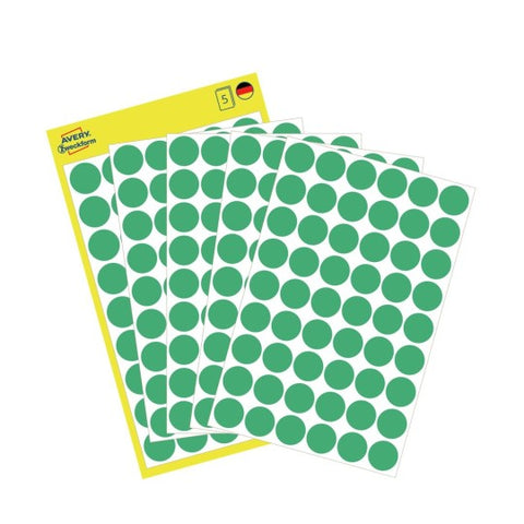 Avery Dot stickers Ø 12 mm, Green permanent 270 Labels 3143