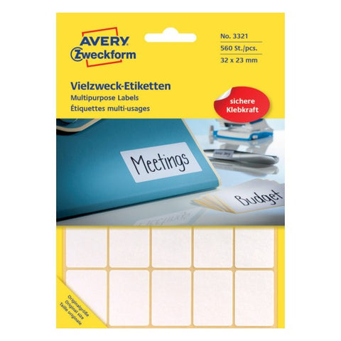 Avery Permanent Handwriting Labels -White ,560 Labels , W32 mm x H 23 mm 3321