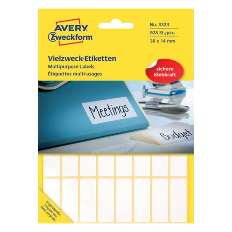 Avery Permanent Handwriting Labels-White , 928 Labels , W 38 mm H 14 mm 3323