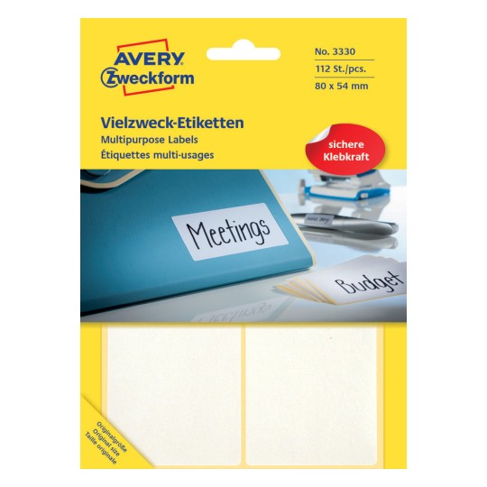 Avery Permanent Handwriting Labels-White ,112 Labels , W80 mm x H54 mm 3330