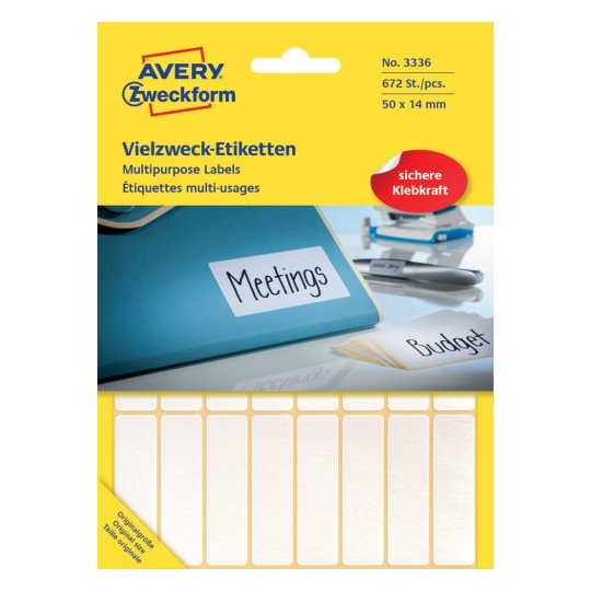 Avery Permanent Handwriting Labels-White ,672 Labels , W 50 mm x H 14 mm 3336