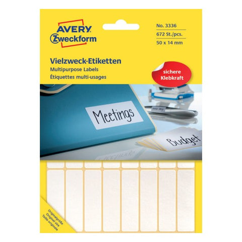 Avery Permanent Handwriting Labels-White ,672 Labels , W 50 mm x H 14 mm 3336