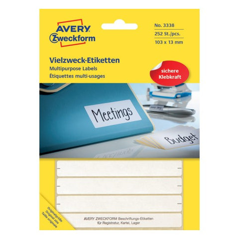 Avery Permanent Handwriting Labels -White ,252 Labels , W103 mm x H13 mm 3338