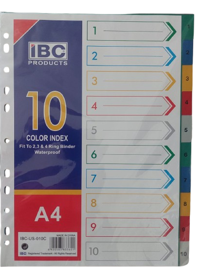 IBC Divider Plastic Colour 1-10 A4