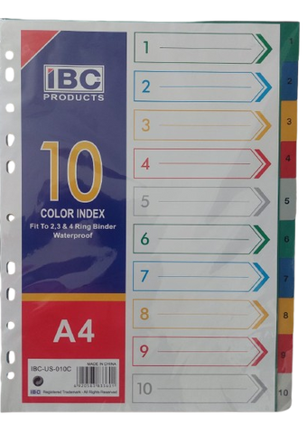 IBC Divider Plastic Colour 1-10 A4