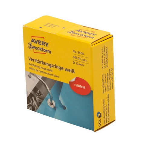 Avery Reinforcing Rings -White , 500 Labels , 13 mm Diameter 3508