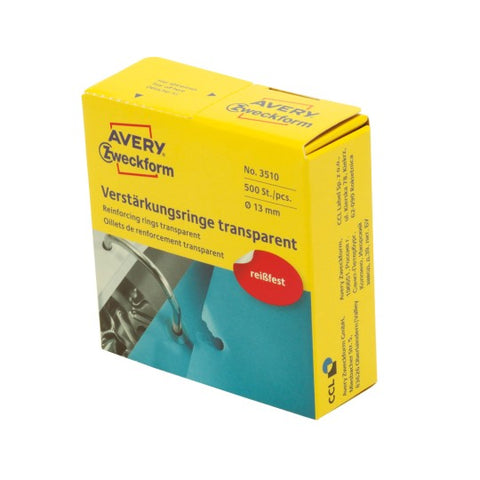 Avery Reinforcing Rings -Transparent , 500 Labels , 13 mm Diameter 3510