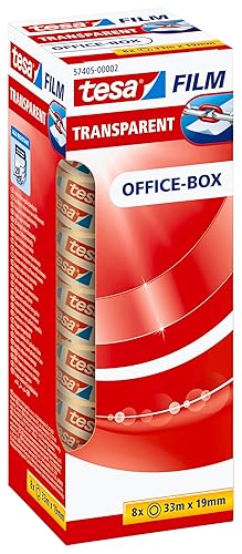 Tesa Film Transparent -8 Rolls , 33 m x 19 mm