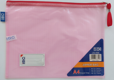 IBC Mash Zipper Bag Pink Colour A4 Size .