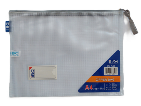 IBC Mash Zipper Bag Gray Colour A4 Size .