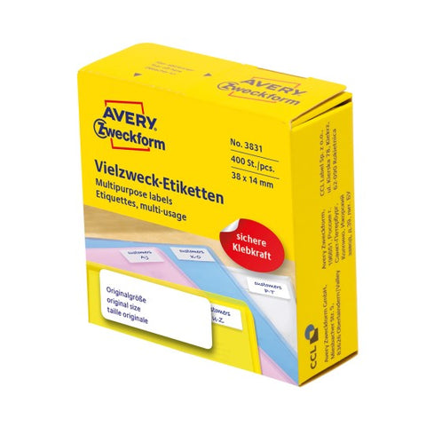 Avery Permanent Handwriting Labels -White , 400 Labels , W 38 mm H 14 mm 3831