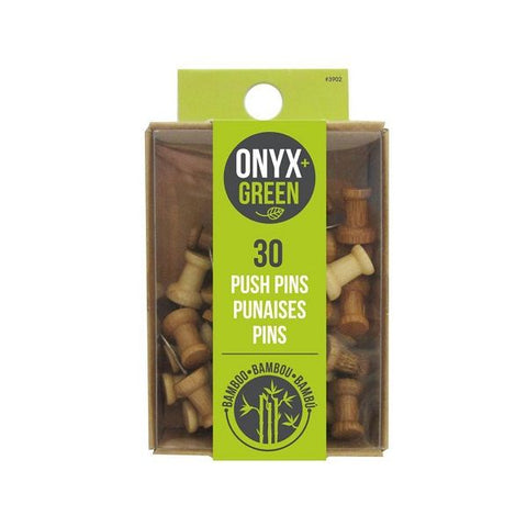 Onyx & Green Push Pins, Made From Bamboo - 30 Pack (3902).