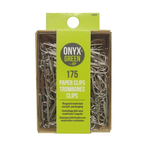 Onyx & Green Paper Clips, 28Mm, Eco Friendly - 175 Pack (4000).