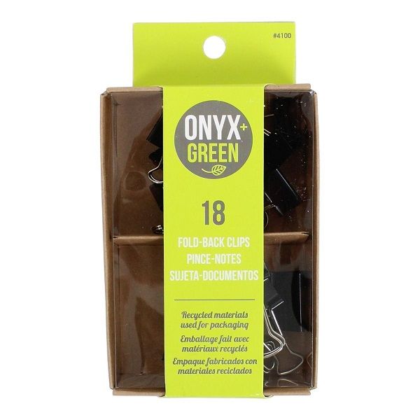 Onyx & Green Binder Clips -1 Inch And 3/4 Inch- 18 Pack (4100).
