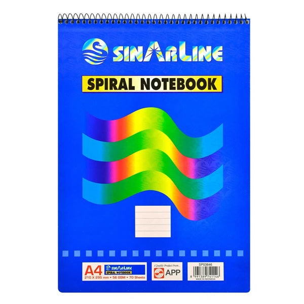 Sinarline Notepad Top Spiral A4 70 Sheets.