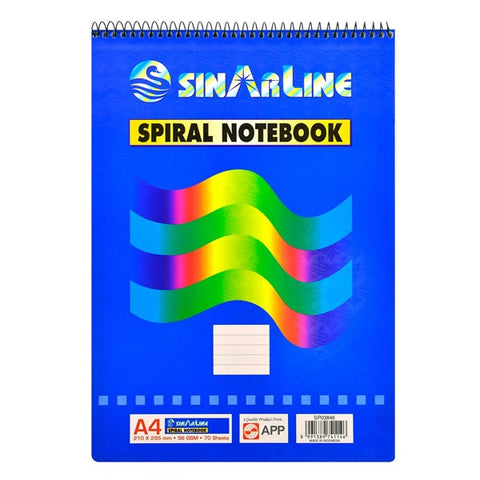 Sinarline Notepad Top Spiral A4 70 Sheets.