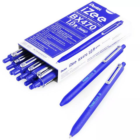 Pentel Ball Pen 1.0 mm Blue Pkt -12 BX470-C