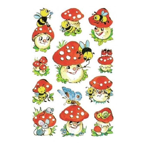 Avery Deco Stickers, Toadstools, 33 Sticker Per 3 Page.