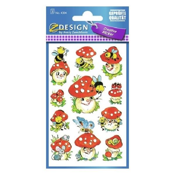Avery Deco Stickers, Toadstools, 33 Sticker Per 3 Page.