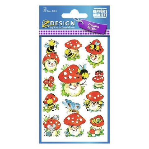 Avery Deco Stickers, Toadstools, 33 Sticker Per 3 Page.