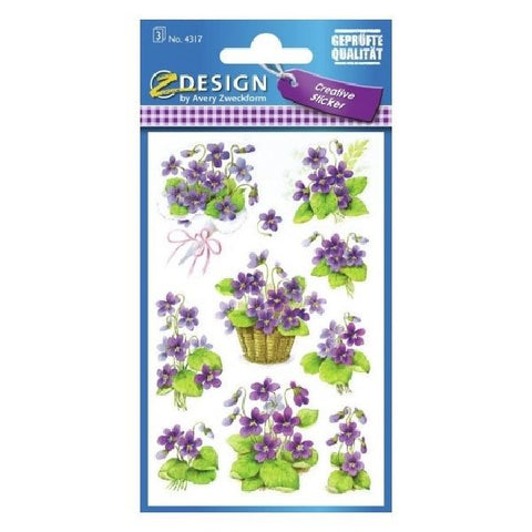 Avery Deco Stickers, Violets, 30 Sticker Per 3 Page.