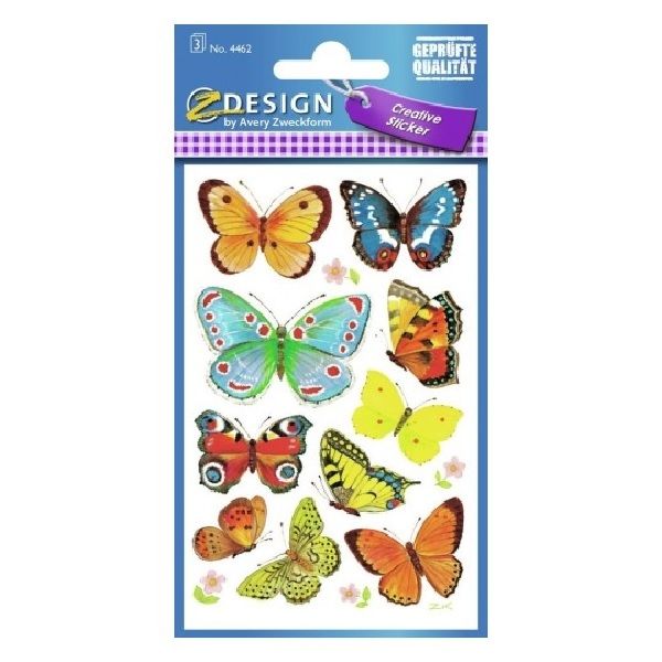 Avery Deco Stickers, Butterflies, 30 Sticker Per 3 Page.